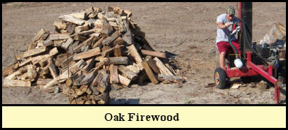 Oak blocks being split.