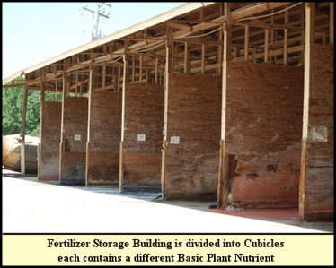 Commercial fertilizer storage building at Circle 'T' Farm Supply